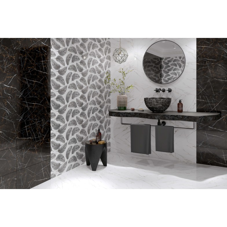 Плитка Nero E Bianco leaf чорний 300х600