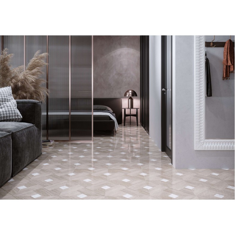 Плитка Marmo Wood Cross темно-бежевий 400х400x7