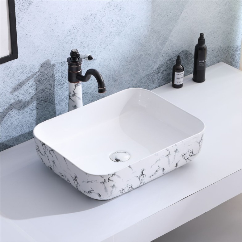 Умивальник Marble mist білий 500x400