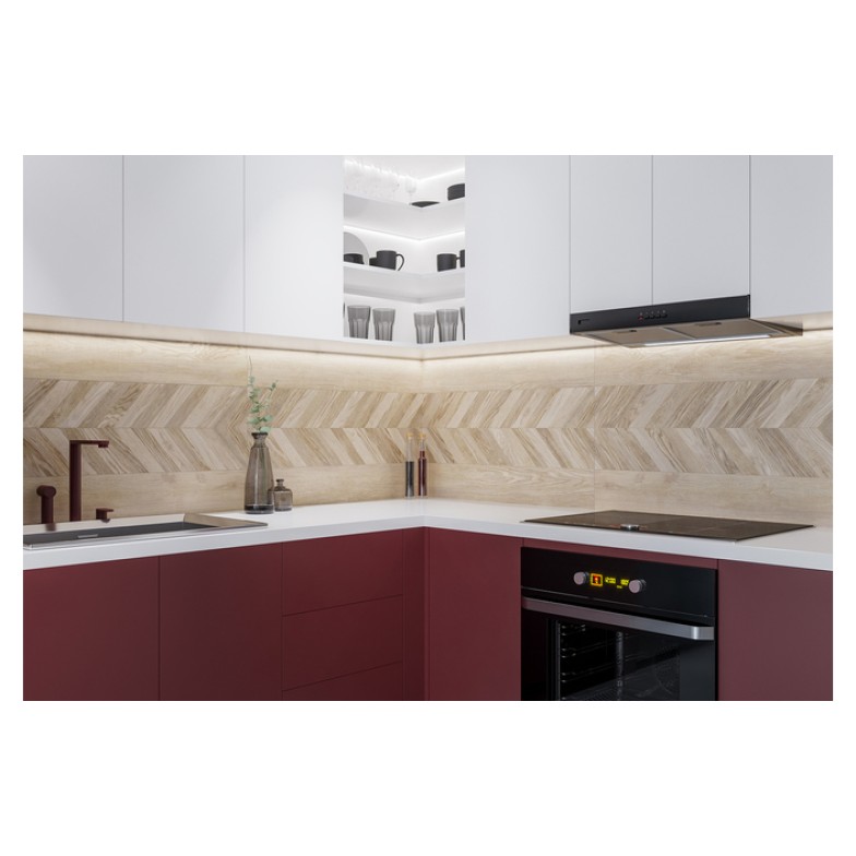 Плитка керамогранітна Wood Chevron Left коричневий 150x900x10 Golden Tile