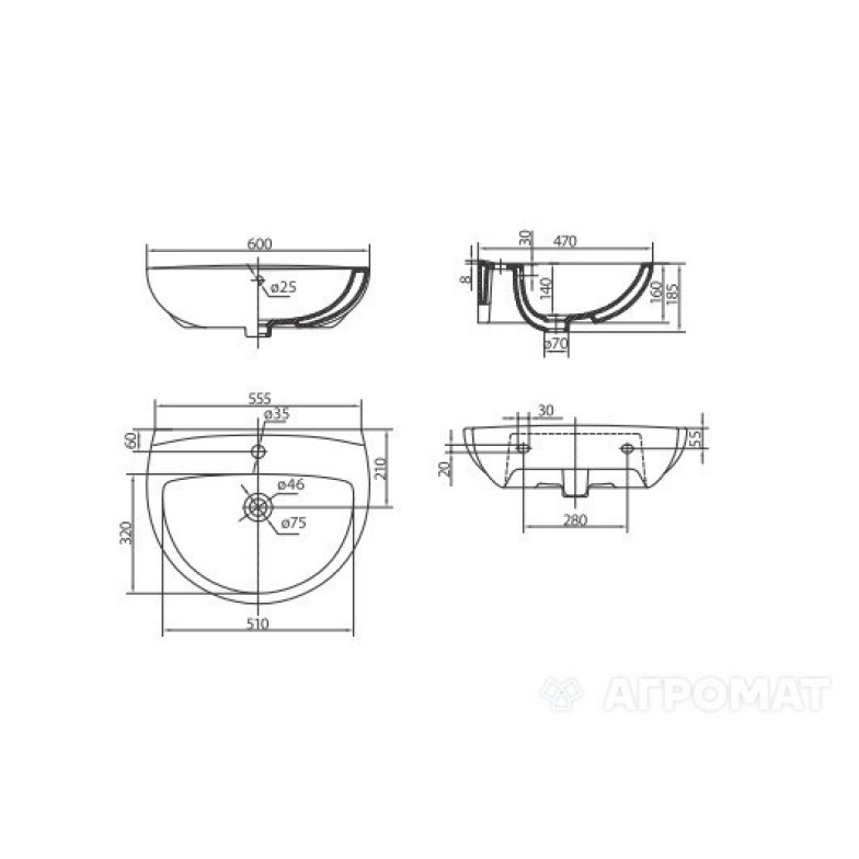 Раковина Kolo Freja L71160 60см