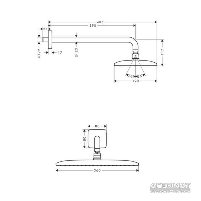 Верхній душ Hansgrohe Raindance E 27376000