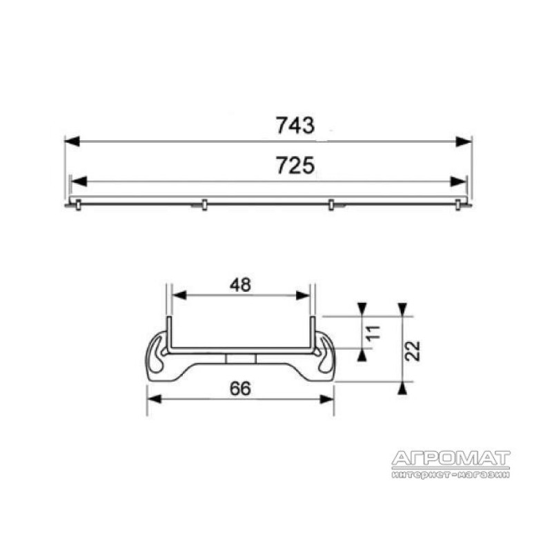 Решітка Tece 600870 drainline 800 мм основа для плитки