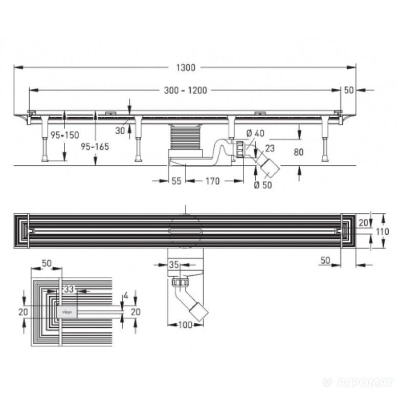 Канал Viega Advantix Vario 704353 300 - 1200 mm