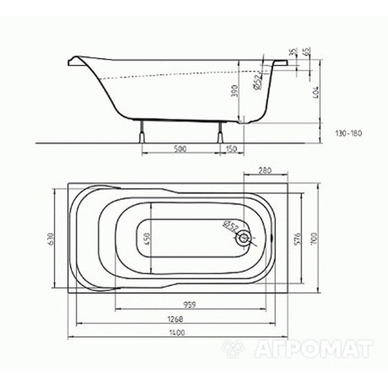 Акрилова ванна Kolo Sensa XWP354000N 140х70