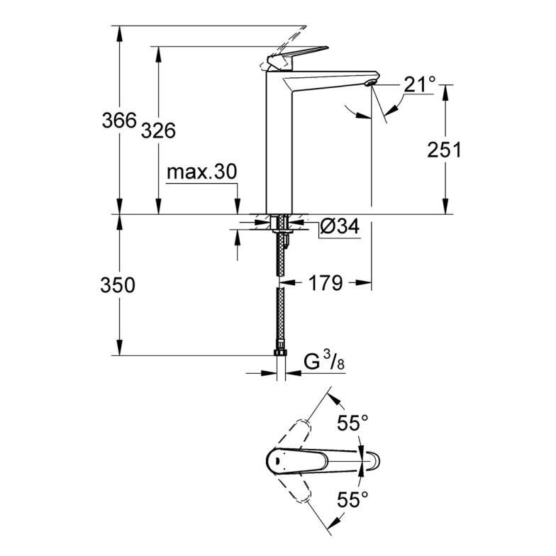 Змішувач до раковини Grohe Eurodisc cosmopolitan 23432000