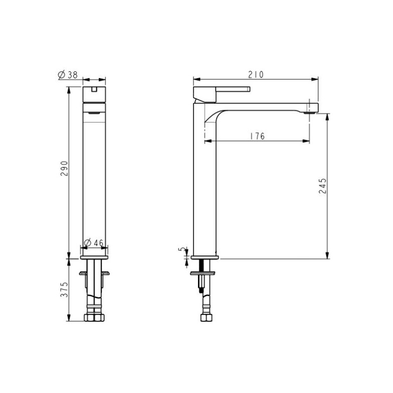 Змішувач для раковини DEVIT 84X11110B LAGUNA чорний матовий