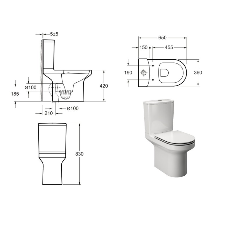 PRIMERA 8390026 RING Компакт безобідковий + кришка soft-close, quick-fix