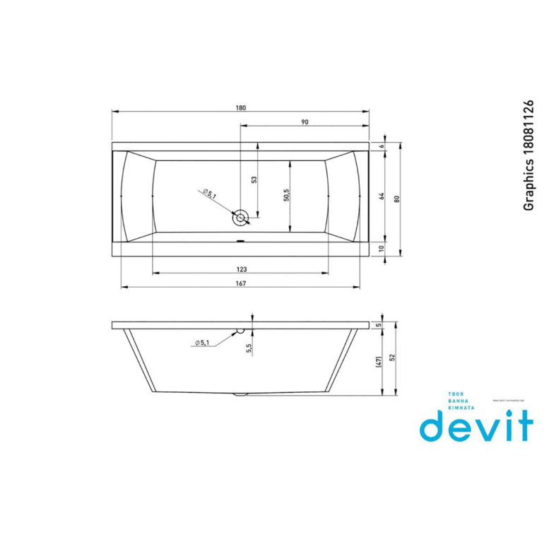 Акрилова ванна Devit Graphics 18081126