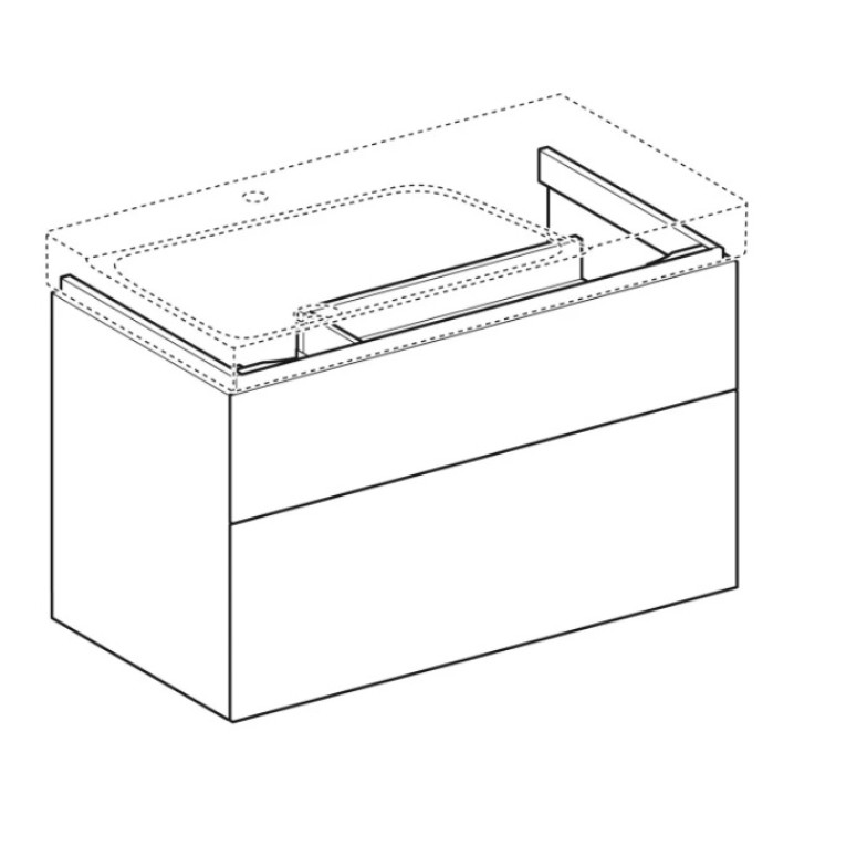 Шафка під асиметричну раковину Geberit, Xeno2 500.515.00.1, 90 см, з 2 шухлядами, колір сірувато-бежевий мат