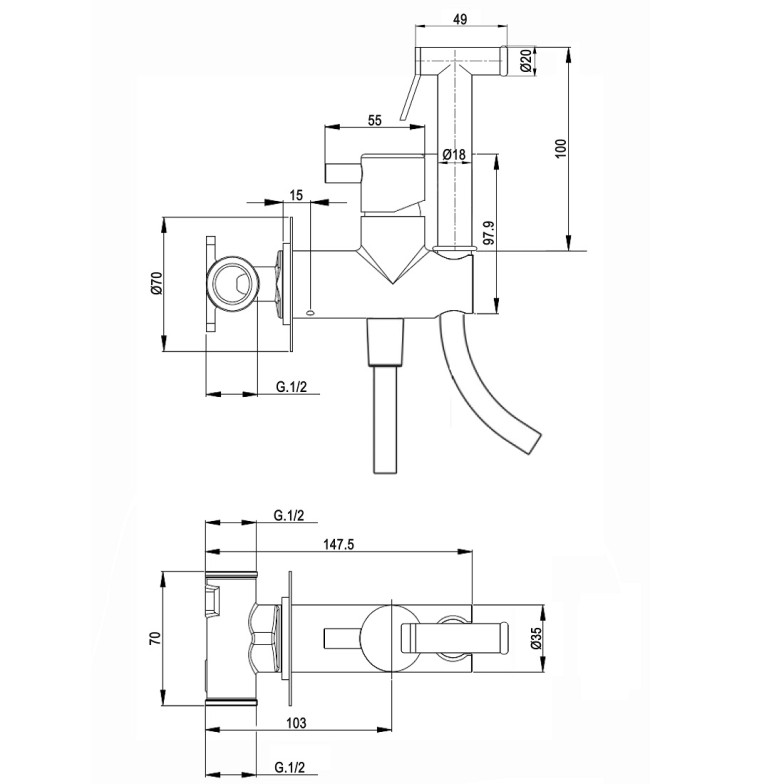 Гігієнічний душ DEVIT Art CV50795640 чорний матовий