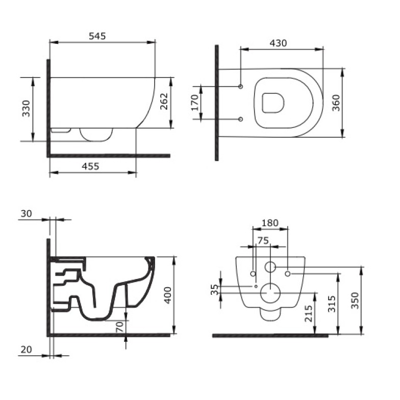 Унітаз підвісний безобідковий DEVIT 3020140B ART 2.0 soft-close