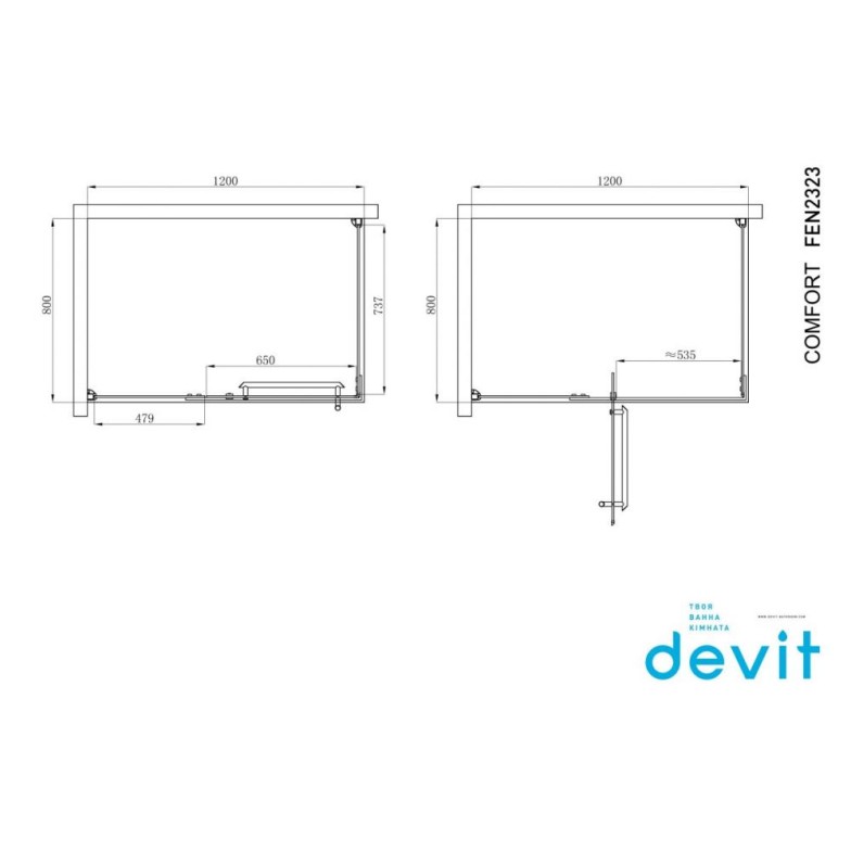 Душова кабіна Devit Comfort FEN2323 прямокутна 120х80 см