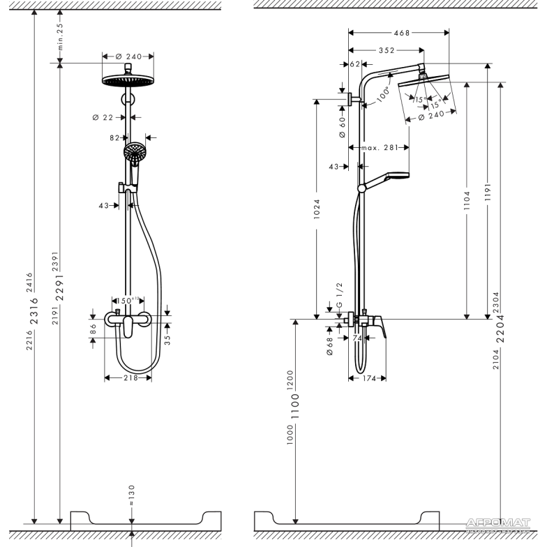 Душова система Hansgrohe Crometta 27269000 1jet Showerpipe