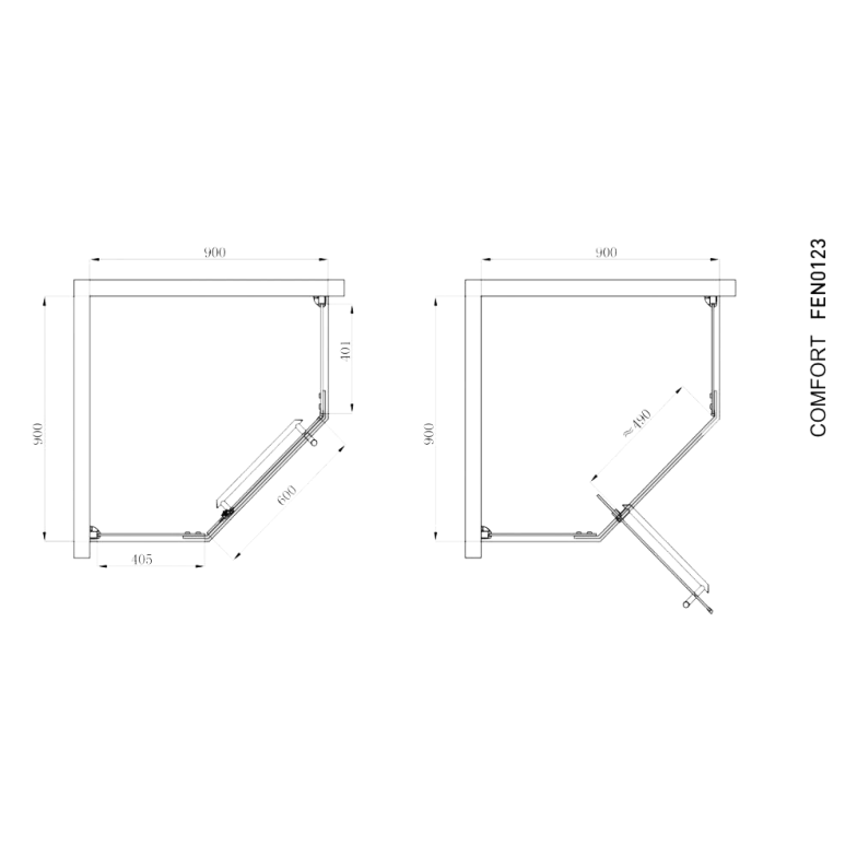 Душова кабіна Devit Comfort FEN0123 п'ятикутна 90х90 см