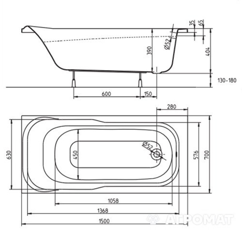 Акрилова ванна Kolo Sensa XWP355000N 150х70