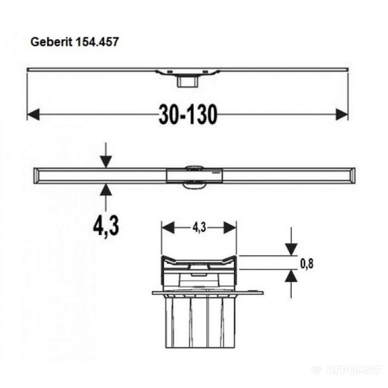 154.451.KS.1 Geberit CleanLine20 Кришка душового канала, L30-130см