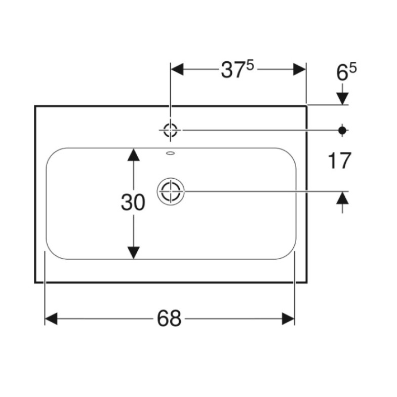 Раковина Geberit, iCon Light 501.848.JT.1,  75 см, з 1 отв.під зміш., з переливом, колір білий матовий