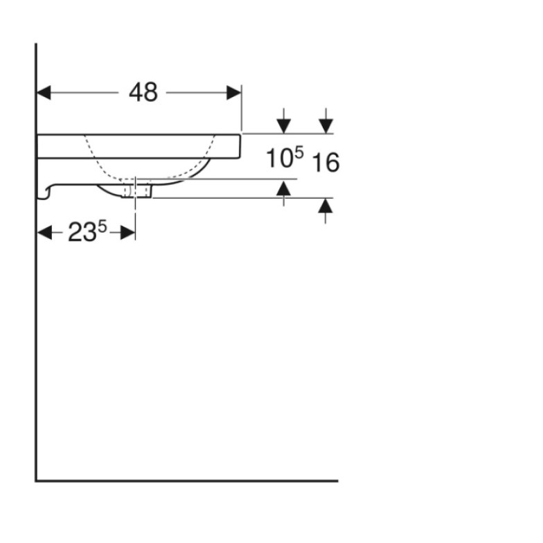 Раковина Geberit, iCon Light 501.848.JT.1,  75 см, з 1 отв.під зміш., з переливом, колір білий матовий