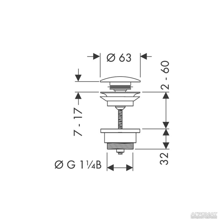 Донний клапан Hansgrohe 50100000 Push-open