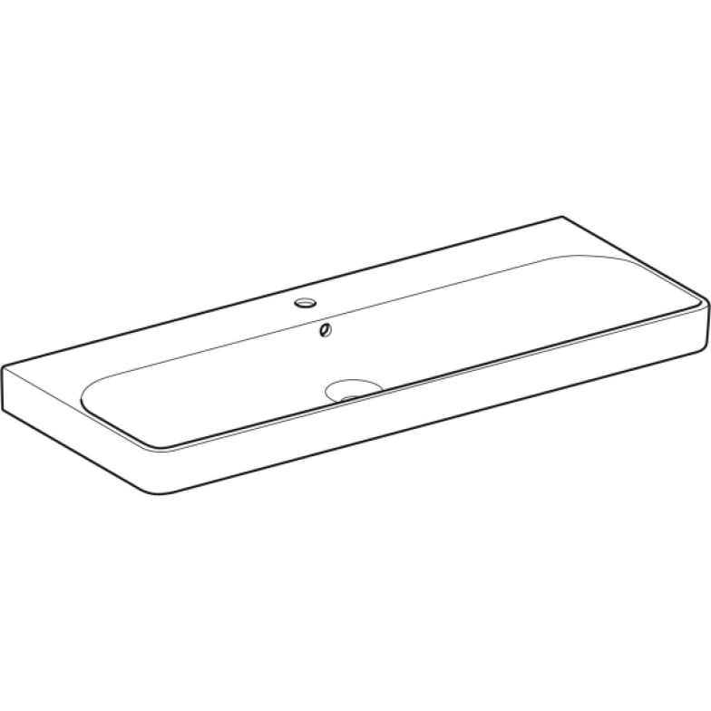 Умивальник Geberit, Smyle Square 500.226.01.1, 120см, отвір для змішувача в центрі, перелив видимий, білий