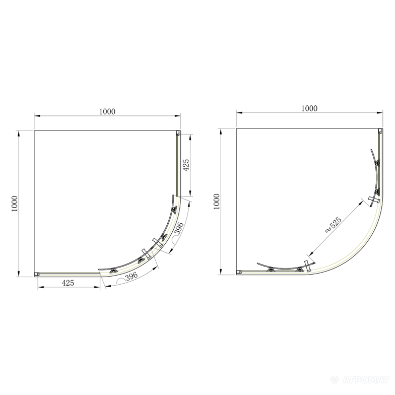 Душова кабіна PRIMERA Frame SHQC51106 1/4 кола 100х100 см, скло прозоре