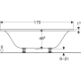 Ванна Geberit,  Tawa Slim Duo, 554.123.01.1, 170 х 75 см, slim rim, центральний вилив