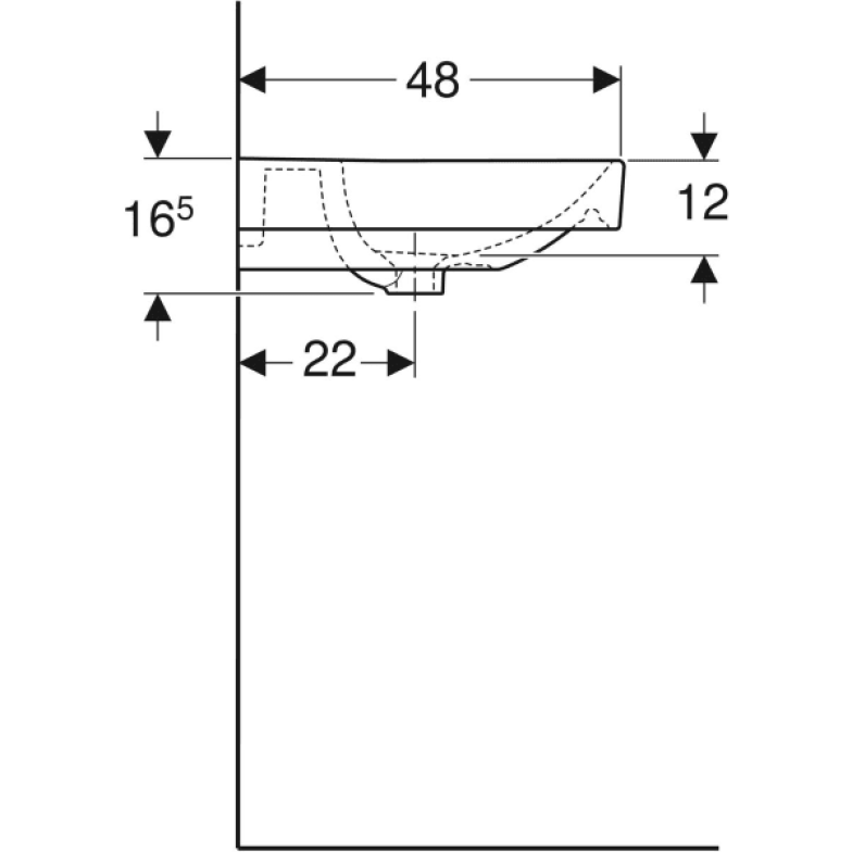 Умивальник Geberit, Smyle Square 500.226.01.1, 120см, отвір для змішувача в центрі, перелив видимий, білий