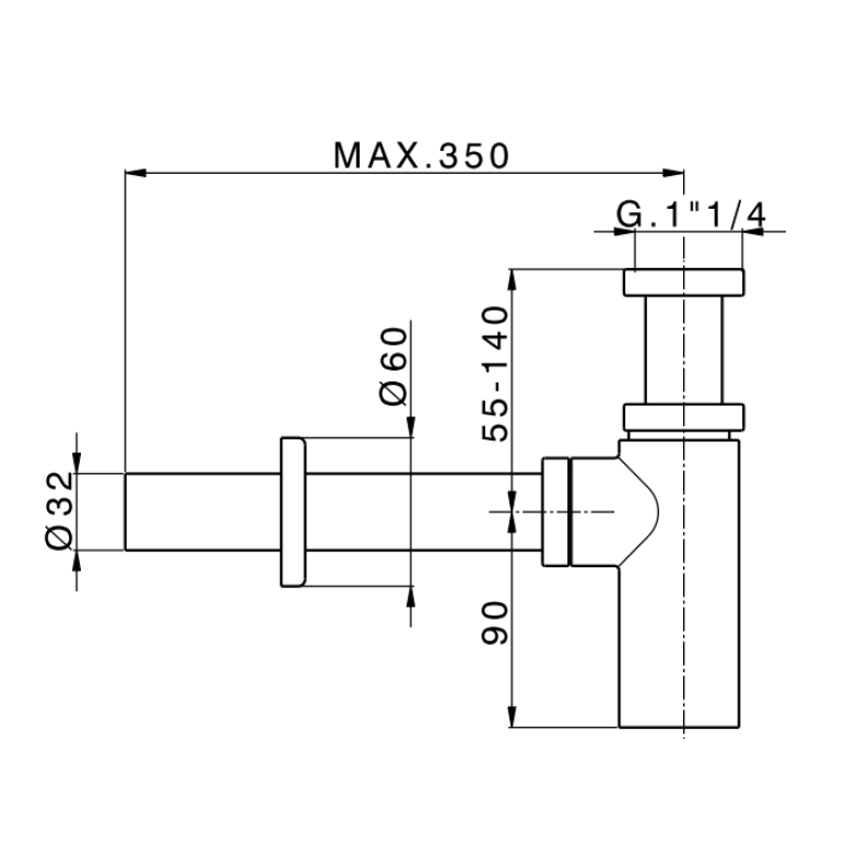 Сифон для раковини DEVIT ART 12140B чорний матовий