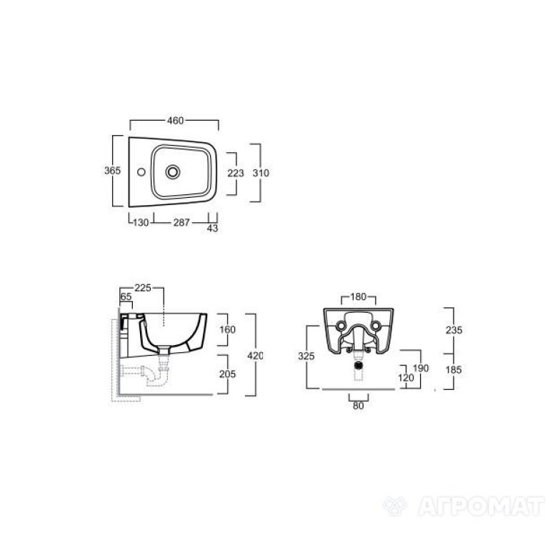 Біде Simas Degrade DE 29 /F85 “XS” з кріпленням, підвісне