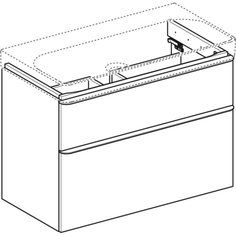 Шафка для умивальника Geberit, Smyle Square 500.354.00.1, з двома шухлядами 88.4см, колір білий