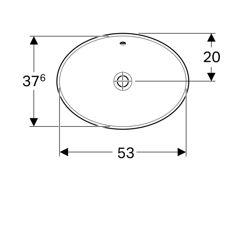 Умивальник овальний, що вбудовується в стільницю Geberit VariForm 500.717.01.2