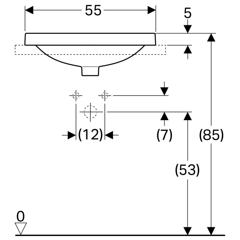 Умивальник овальний, що вбудовується в стільницю Geberit VariForm 500.717.01.2