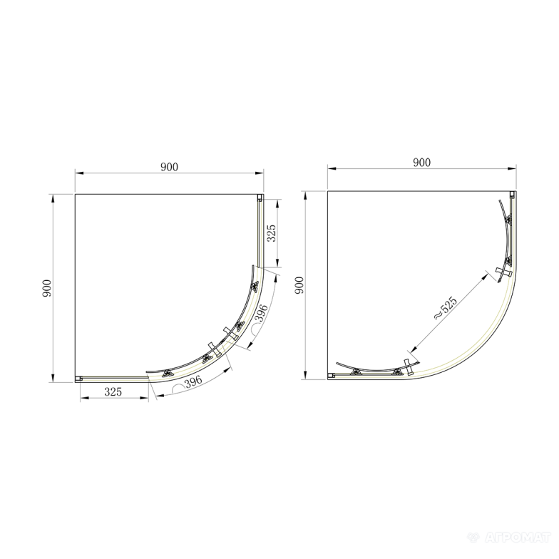 Душова кабіна PRIMERA Frame SHQC51906 1/4 кола 90х90 см, скло прозоре