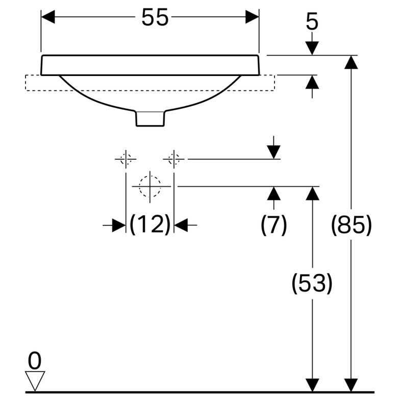 Умивальник, що вбудовується в стільницю Geberit VariForm 500.741.01.2