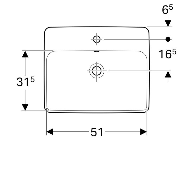 Умивальник, що вбудовується в стільницю Geberit VariForm 500.741.01.2