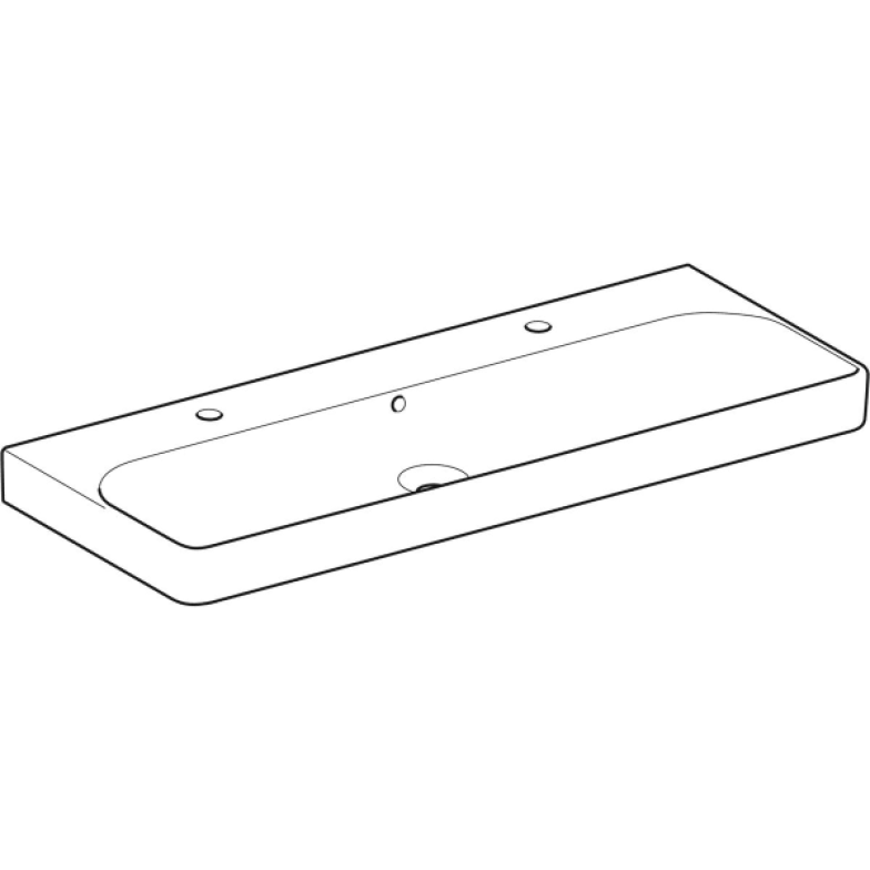 Умивальник Geberit, Smyle Square 500.253.01.1, 120см, отвір для змішувача зліва і справа, перелив видимий, білий