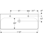Умивальник Geberit, Smyle Square 500.253.01.1, 120см, отвір для змішувача зліва і справа, перелив видимий, білий
