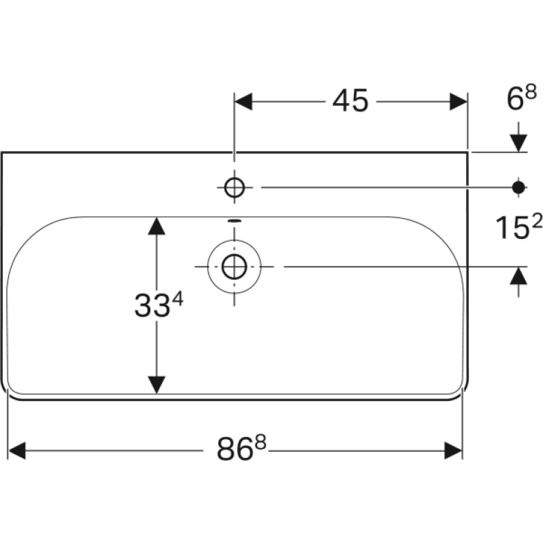 Умивальник Geberit,  Smyle Square 500.251.01, 90см, отвір для змішувача в центрі, перелив видимий, білий