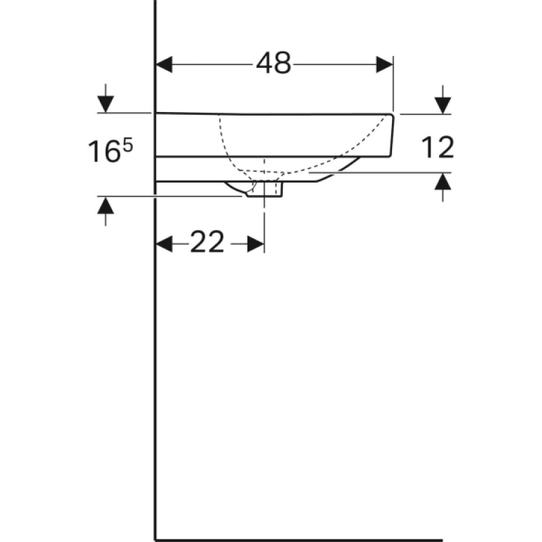 Умивальник Geberit, Smyle Square 500.253.01.1, 120см, отвір для змішувача зліва і справа, перелив видимий, білий