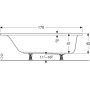 Ванна Geberit, Selnova Square 554.384.01.1, прямокутна, в комплекті з ніжками, 170 х 70 см, біла