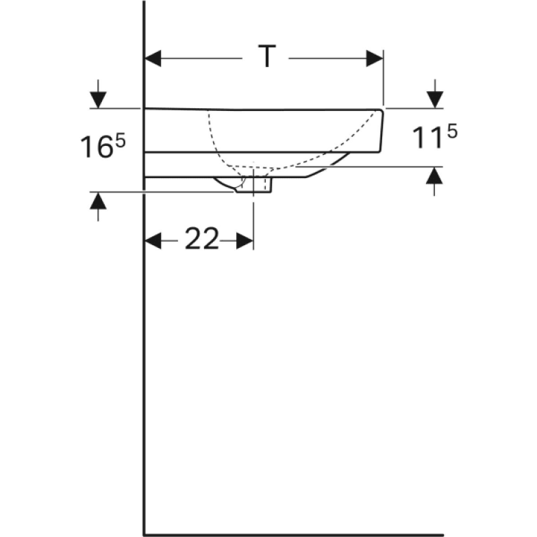 Умивальник Geberit,  Smyle Square 500.251.01, 90см, отвір для змішувача в центрі, перелив видимий, білий