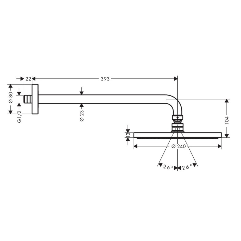 Верхній душ Hansgrohe Raindance S 240 1 jet P PowderRain 27607000