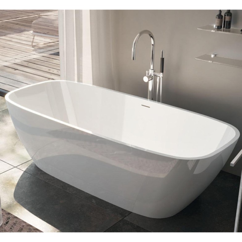 Ванна зі штучного каменю TREESSE V297BO/V2970XBO800S BRIO 170x72x55h, тонкий борт, білий матовий