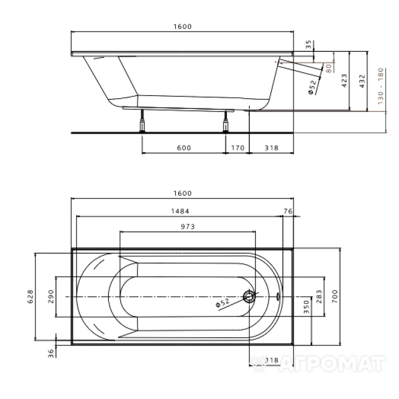 Акрилова ванна Kolo Opal Plus XWP136000N