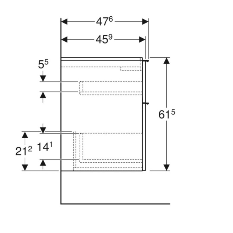 Шафка Geberit, iCon 502.304.01.3, під раковину 75 см, з 2-ма шухлядами, колір білий матовий