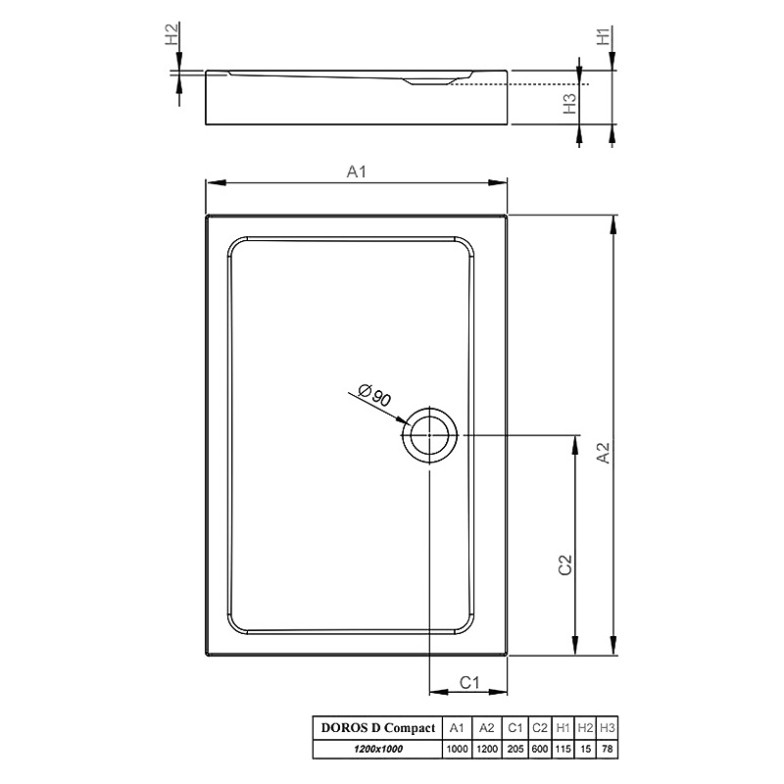 Піддон Doros D Compact 120x100 з ніжками і панеллю Radaway  (SDRD1210-05)