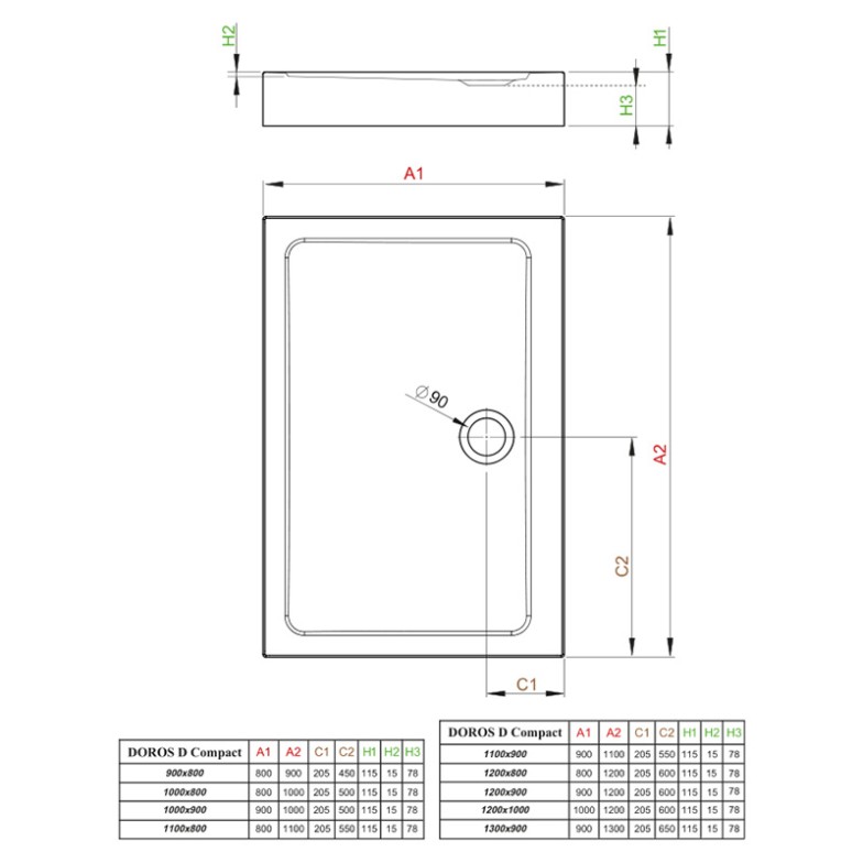 Піддон Doros D Compact 110x80 Radaway  (SDRD1180-05)