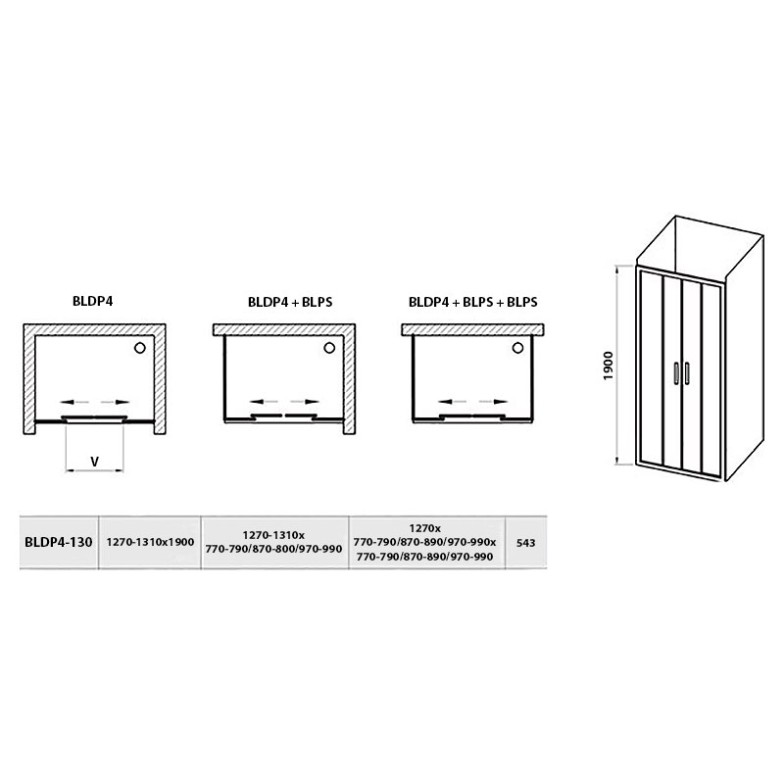 Душові двері BLDP4 130 Grape + сатиновий Ravak  (0YVJ0U00ZG)