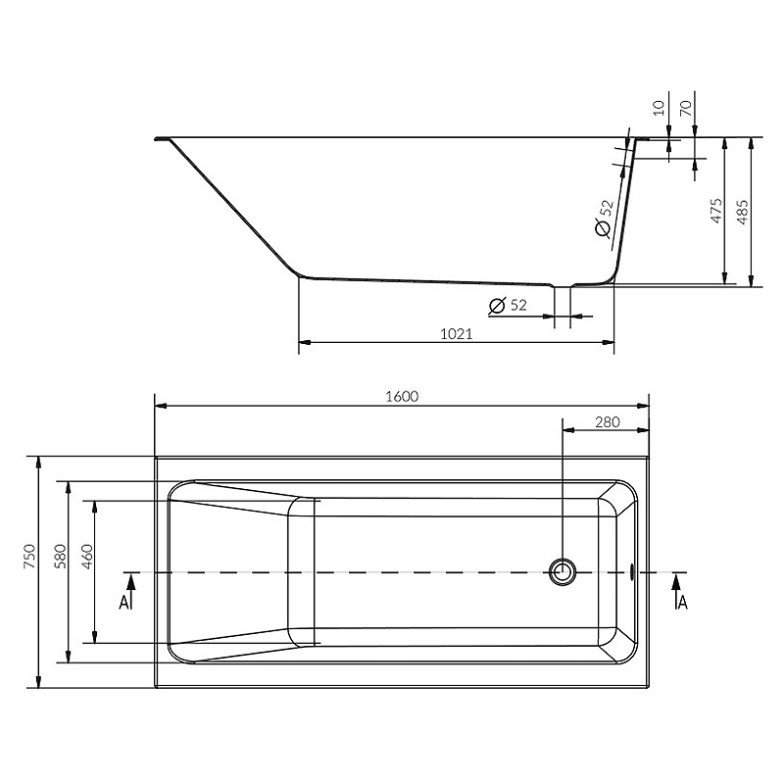 Ванна Crea 160x75 з ніжками Cersanit  (S301-225)